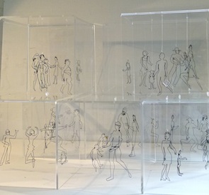 Communal Living - wire figures - perspex boxes